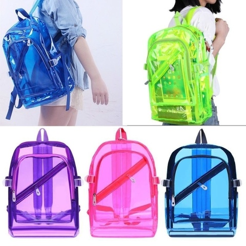 Fashion Transparent Backpack Waterproof PVC Clear Plastic Daily Backpack Mini Teenager Girls Notebook School Bag ► Photo 1/6