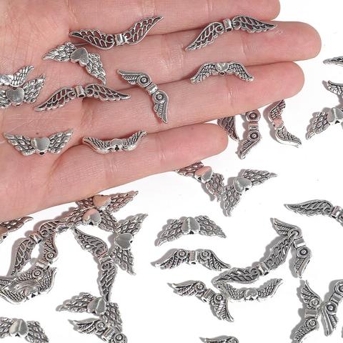 20Pcs Antique Silver Color Hollow Angel Wing Charm Spacers Beads For Jewelry Making Accessories DIY Earrings Necklace Bracelet ► Photo 1/6