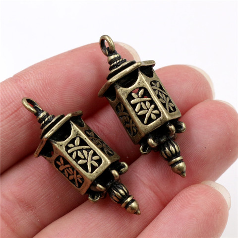 35x12mm 3pcs Antique Bronze Plated Lantern Handmade Charms Pendant:DIY for bracelet necklace-Q4-27 ► Photo 1/2