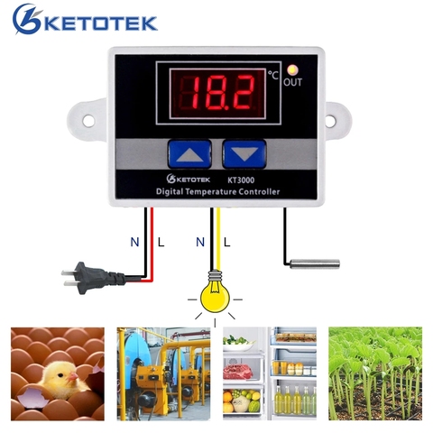 AC 220V 12V 24V 10A -50~110C Intelligent Digital Thermostat LED Temperature Controller Regulator Switch For Incubator NTC Sensor ► Photo 1/6