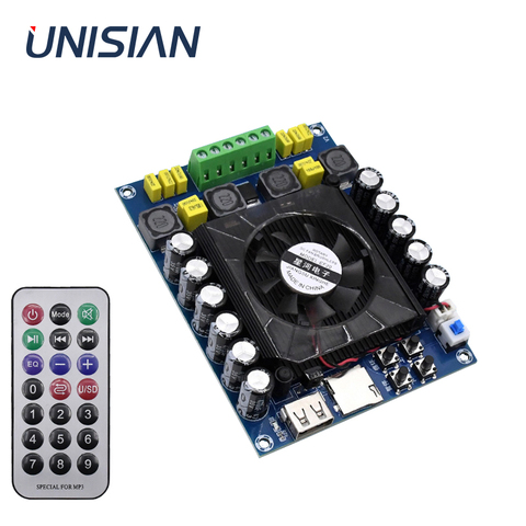 UNISIAN TDA7498E 2.0 Audio Amplifier Two Channels 2*160W High Power Digital Power Amplifier Board Support Remote Control USB TF ► Photo 1/6