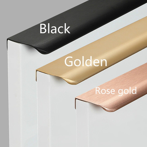 Black Furniture Hidden Drawer Handle Modern Rose Gold Cabinet Kitchen Knobs and Handles Wardrobe Pulls Hardware ► Photo 1/4