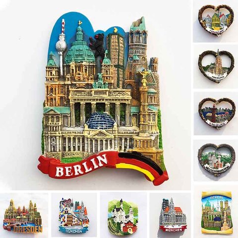 German Fridge Magnets Berlin Frankfurt Hamburg Freiburg Munchen Neuschwanstein Tourist Souvenirs Magnetic Stickers Travel Gifts ► Photo 1/6