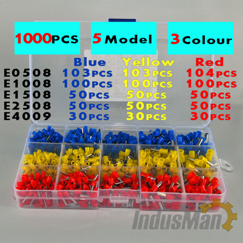 1000pcs/lot   Bootlace cooper  Ferrules kit set Wire Copper Crimp Connector Insulated Cord Pin End Terminal ► Photo 1/6