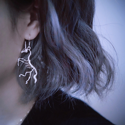 Hip Hop Unicorn Skeleton Silver Color Dangle Earrings For Women Punk Cool Unique Skull Drop Earrings Harajuku Trendy Jewelry New ► Photo 1/6