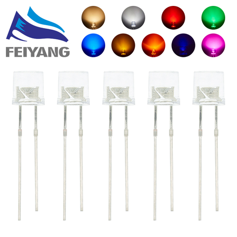 100pcs /lot Transparent Round 5mm super bright water clear Green Red white Yellow Blue Light LED bulbs emitting diode F5 ► Photo 1/6