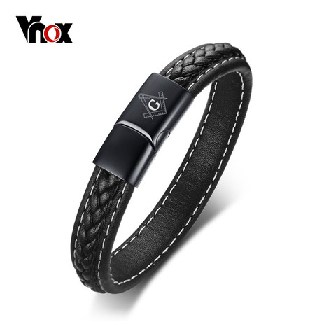 Black Genuine Leather Bracelet for Men Engraving Name Custom Personalized Logo ► Photo 1/6