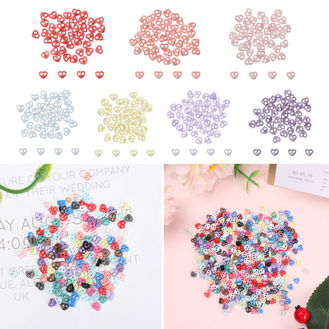 50pcs Tiny 4mm Buttons for DIY Doll Clothes Plastic Heart Buckles Mini Candy Color Button Handmade Doll Clothing Accessories ► Photo 1/6