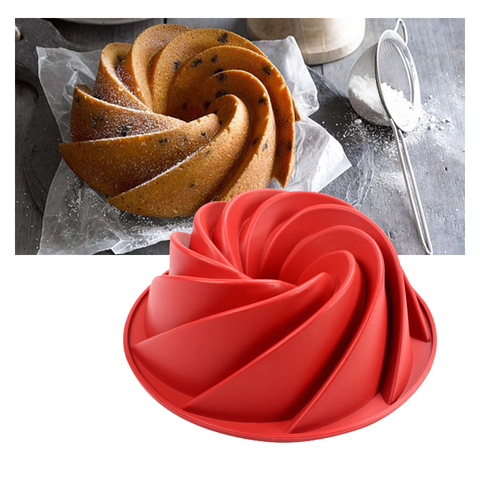 Large Spiral shape silicone Bundt Cake Pan 10- inch, Bread Bakeware Mold baking Tools Cyclone Shape Cake Mould DIY Baking Tool ► Photo 1/6