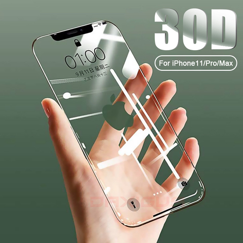 30D Full Cover Tempered Glass For iPhone 11 Pro Max Glass X XS Max XR Screen Protector Glass On For iPhone 6 6s 7 8 Plus X Film ► Photo 1/6