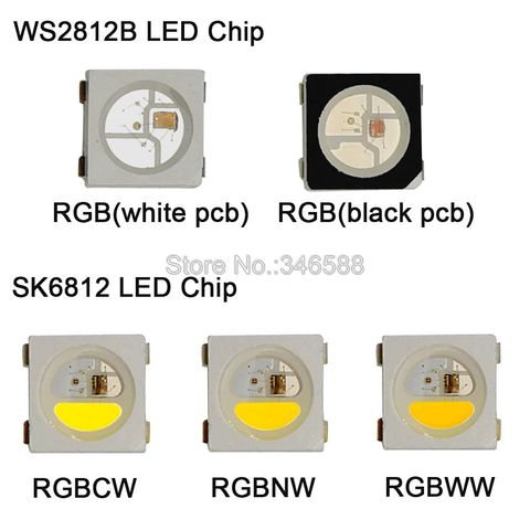 10-1000pcs WS2812B RGB LED Chip 5050 SMD Black/White PCB SK6812 RGBCW RGBNW RGBWW Individually Addressable Chip Pixels 5V ► Photo 1/6
