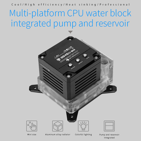 Barrowch CPU Block Pump Reservoir Three In One, 17W PWM Intelligent Pump, OLED Digital Display, FBLTPRK-04/LTPRK-04 ► Photo 1/6