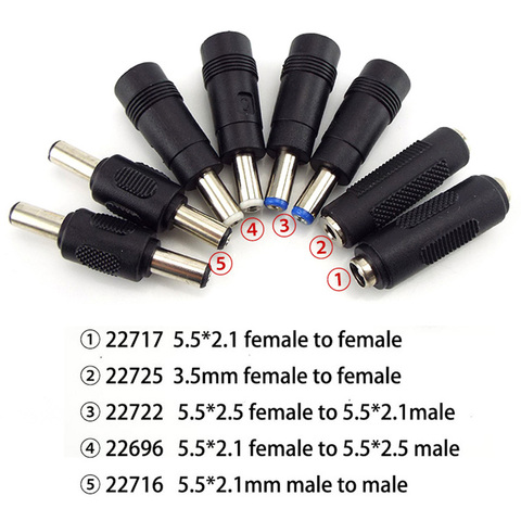 5.5X 2.1MM female to 5.5X 2.1 2.5mm 3.5mm DC power jack female male plug adapter Connectors 5525 5521 3.5x1.35mm Tips adaptor ► Photo 1/6