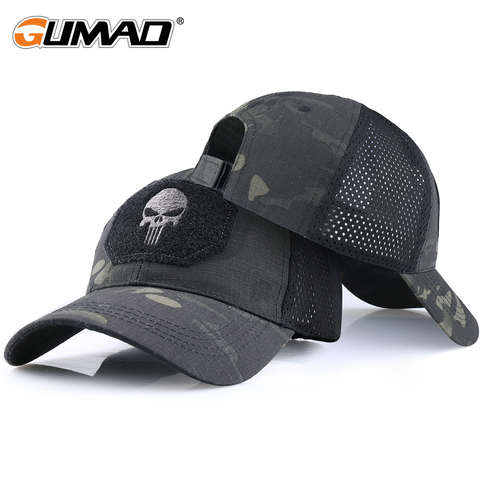 Skull Tactical Military Airsoft Cap Adjustable Breathable Sun Visor Trucker Hat Mesh Hunting Hiking Baseball Skeleton Snapback ► Photo 1/6