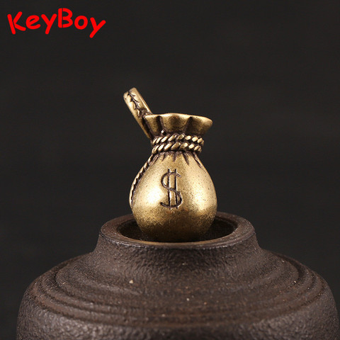 Brass Lucky Blessing Money Bag Handmade US Dollars Bags Keychain Pendants Men Car Key Chain Ring Vintage Keyrings Jewelry Gifts ► Photo 1/6