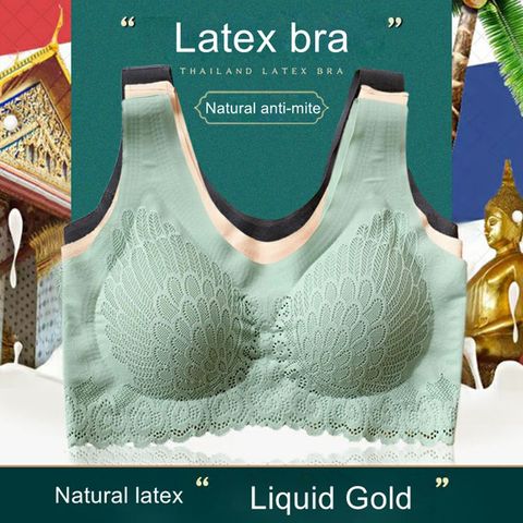 Thailand latex underwear women's bra small chest seamless steel ring bra seamless sports vest lace back ► Photo 1/6