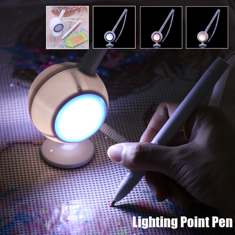 Hot LED Lighting Point Drill Pens 5D Diamond Painting Pen Desk Lamps Cross Stitch DIY Crafts Embroidery Sewing Accessories Tools ► Photo 1/6