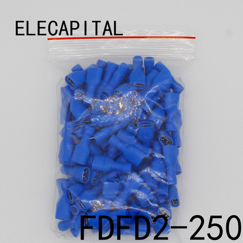 FDFD2-250 FDFD2.5-250 Female Insulated Electrical Crimp Terminal for 1.5-2.5mm2 Connectors Cable Wire Connector 100PCS/Pack FDFD ► Photo 1/2