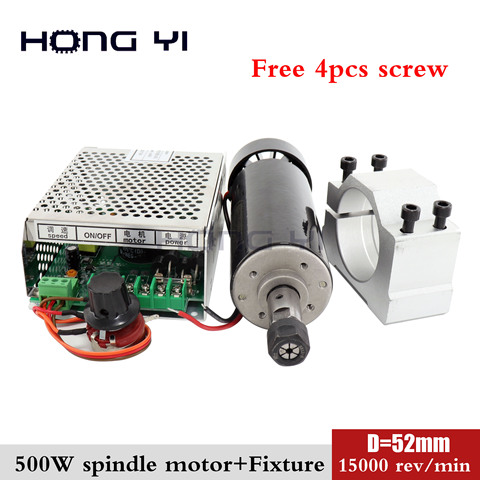 52mm clamps Air cooled 0.5kw Air cooled spindle ER11 chuck CNC 500W Spindle Motor + Power Supply speed governor For DIY CNC ► Photo 1/6