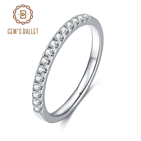 GEM'S BALLET Half Eternity Moissanite Band Ring Sterling 925 Silver Engagement Anniversary Band Rings For Women Wedding Jewelry ► Photo 1/5