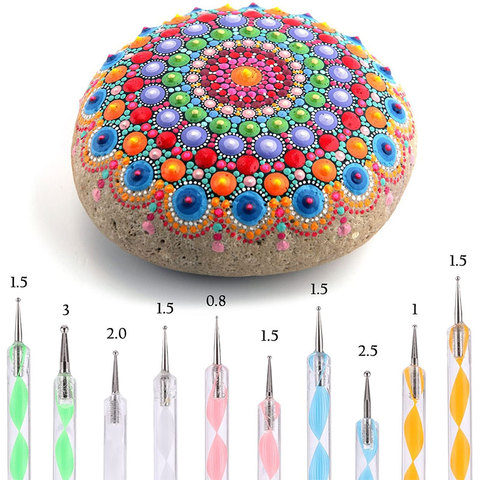 Mandala Art Dotting Tools 18 Set Including 4 Mandala Stencils, 8 Acrylic Rods, Paint Tray, 5 Double Sided Dotting Tools ► Photo 1/6