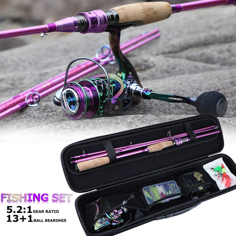 Sougayilang Fishing Rod and Reel Combo Set Spinning Fishing Reel and Spinning Rods Fishing Line Lure Bag Hooks Float Full Set ► Photo 1/6