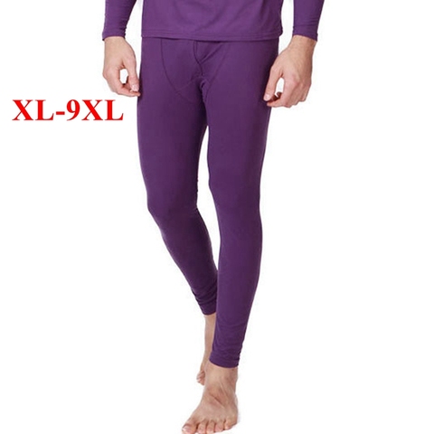 FAISIENS Plus Size Leggings Bottom Men Thin Elastic 6XL 7XL 8XL 9XL Male Soft Black Gray Purple Red Underwear Thermal Pants ► Photo 1/6