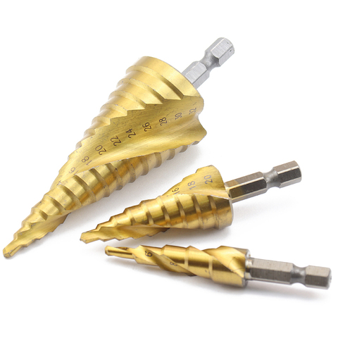 1-3 pcs Set Drill Bit HSS Step Cone Taper Hole Cutter Metric 4-32mm Titanium Coated Metal Hex drill сверло ступенчатое сверла ► Photo 1/6