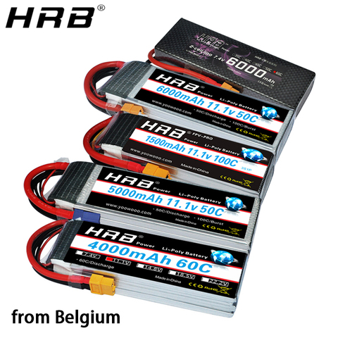 HRB Lipo Battery 2S 3S 4S 5S 6S 1500 2200mah 3300mah 5000mah 6000mah 7.4V 11.1V 14.8V 18.5V 22.2V T Deans XT60 XT90 EC5 RC Parts ► Photo 1/6