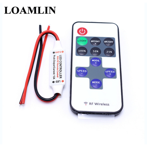 LED Controller Dimmer With RF Wireless Remote Control for LED Strip 5050 3528