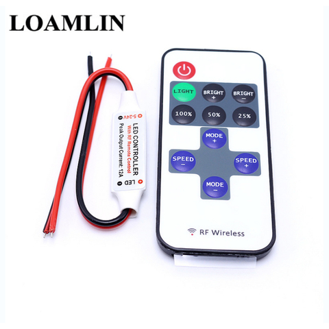 11-Key LED Controller Mini Dimmer RF Remote Control 12A Wireless RF Remote Control Monochrome Light With 3528 5050 LED Strip ► Photo 1/6