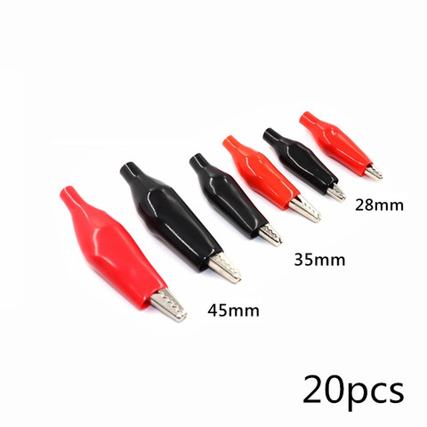 20 Pcs 28MM  35MM  44MM Black Red Soft Plastic Coated Testing Probe Mini Alligator Test Clips ► Photo 1/5