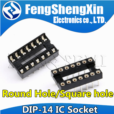 10pcs DIP-14 Round Hole Square hole 14 Pins 2.54MM DIP DIP14 IC Sockets Adaptor Solder Type IC Connector ► Photo 1/4