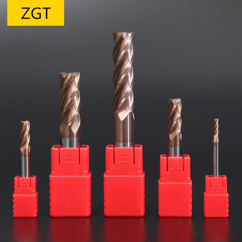 ZGT Cutting HRC60 4 Flute Alloy Carbide Tungsten Steel Milling Cutter End Mill Metal Cutter Cnc Tools 4mm 5mm 6mm 8mm 10mm 12mm ► Photo 1/6