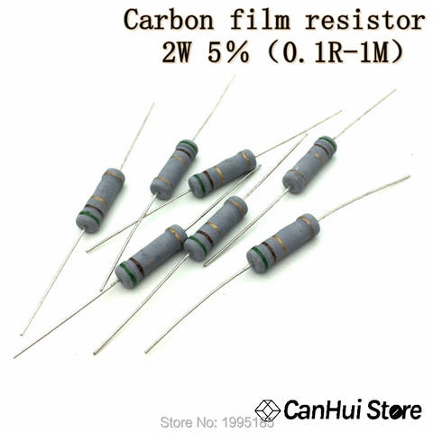 50PCS 2W 5% Carbon Film Resistor 0.1 0.5 1 4.7 10 39 47 470 560 750 120K 200K 510K 820K ohm Resistance Carbon Film 0.1R - 1M ohm ► Photo 1/5