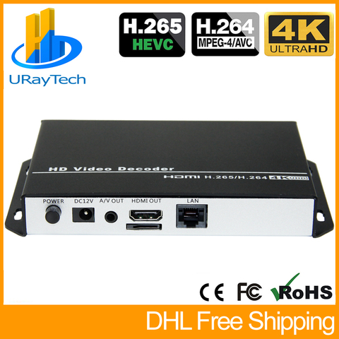 H.265 H.264 UHD 4K Video Audio Streaming IP Decoder HDMI + CVBS AV RCA Output for Decoding IP Camera RTSP HTTP RTMP HLS M3U8 ► Photo 1/6
