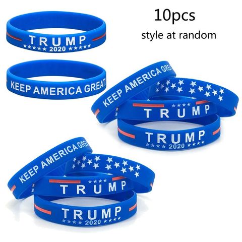10Pcs Donald Trump Keep America Great for President 2022 Silicone Bracelets Inspirational Motivational Wristbands ► Photo 1/6