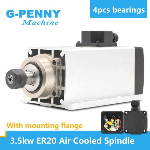 New Arrival! 3.5kw ER20 Air Cooled Spindle Motor 4 pcs bearings 0.01mm accuracy 220v/380v wood working spindle air cooling ► Photo 1/6