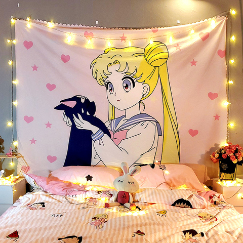 Price History Review On Macrame Anime Tapestry Cute Sailor Moon Room Decor College Dorm Decoration Kawaii Fairy Washing Tapestry Hanging Pink Tapestrys Aliexpress Seller Sandra Store Alitools Io