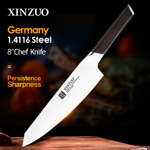 XINZUO 8'' inch Chef Knife German 1.4116 Stainless Steel Kitchen Knives New Arrival Cleaver Meat Vegetable Ebony Handle ► Photo 1/6