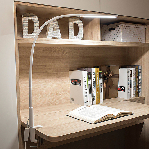 Long Arm Table Lamp Led Flexible Gooseneck Touch Dimming Desk Lamp Clip On Lamp For Reading Bedroom Led Light 3 Color Modes ► Photo 1/6