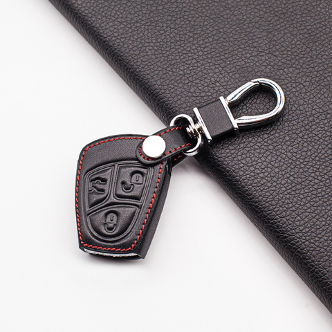 For Mercedes Benz C B E Class CLS CLK SLK CL / w203 w211 w204 3 Buttons Carrying Leather Key Fob Cover Case Protect Shell ► Photo 1/6