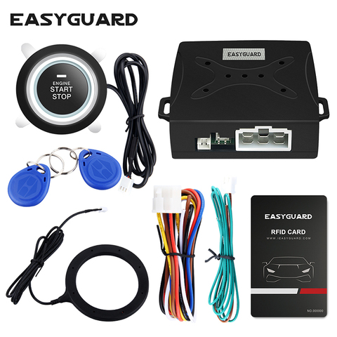 Quality EASYGUARD RFID car alarm kit with push button start stop transponder immobilizer fits for most dc12v cars ► Photo 1/6