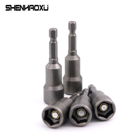 6mm-19mm Power Nut Driver Set Magnetic Standard Socket Wrench 65mm 1/4