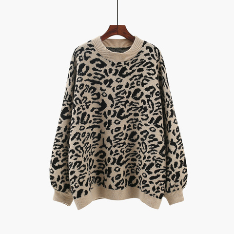 Autumn 2022 new leopard print sweater women's pullover Korean version loose lazy style small fresh sweater top ► Photo 1/6