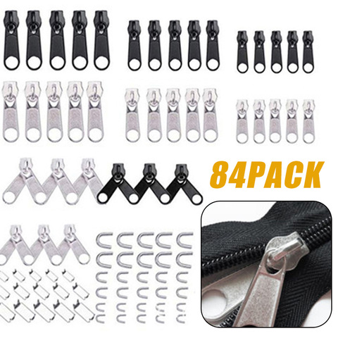 84Pcs/Set Fix Zipper Slider Zipper Head Universal Kit Replacement For Broken / Wearable Sliders Instant Repair Zipper Useful ► Photo 1/6