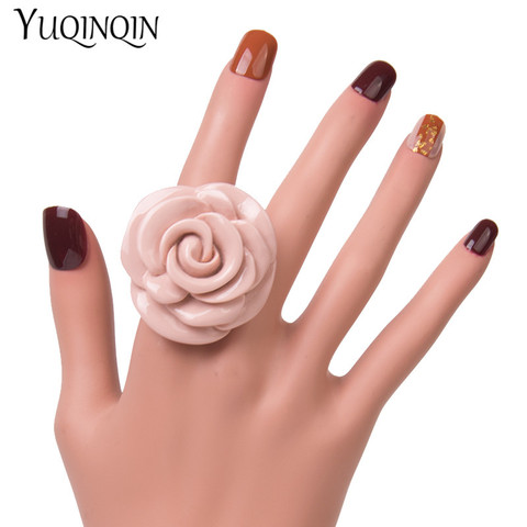 Acrylic Rose Flower Engagement Women's Rings Fashion Jewelry Resin Vintage Wedding Ring for Girls Female Beautiful Punk Rings ► Photo 1/6