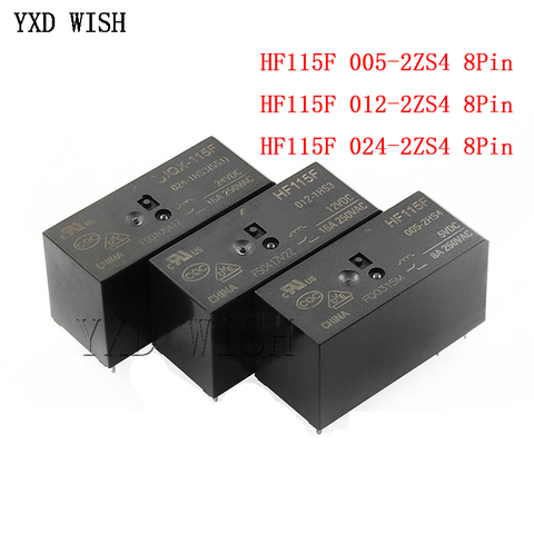 5pcs Relay HF115F 005-2ZS4 012-2ZS4 JQX-115F 024-2ZS4 HF115F-012-2ZS4-12VDC JQX-115F 024-2ZS4 005-2ZS4 DC5V 12V 24V 8A 250V 8Pin ► Photo 1/1