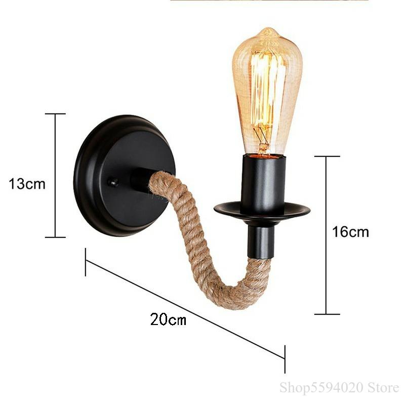 Hemp Rope Wall Lamp American Retro Light Wall Sconce Living Loft Lighting Vanity Light Indoor Sconce Wall Lights Bedroom Lamp ► Photo 1/6