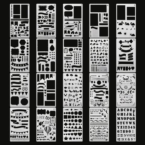 20 Pcs Layering Stencils for Scrapbooking/Photo Album Stamps Embossing DIY Template Letter Stencil para pintura em parede ► Photo 1/4